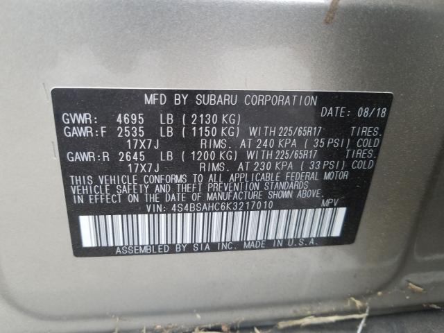 Photo 9 VIN: 4S4BSAHC6K3217010 - SUBARU OUTBACK 2. 