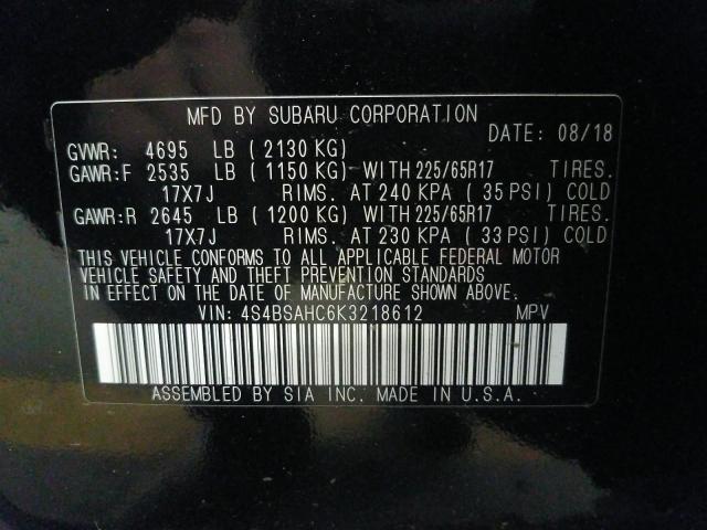 Photo 9 VIN: 4S4BSAHC6K3218612 - SUBARU OUTBACK 2. 