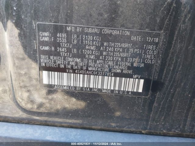 Photo 8 VIN: 4S4BSAHC6K3277854 - SUBARU OUTBACK 