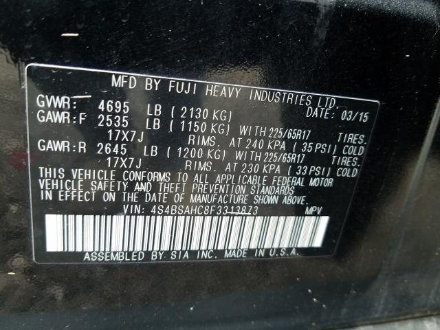 Photo 9 VIN: 4S4BSAHC8F3313873 - SUBARU OUTBACK 2. 