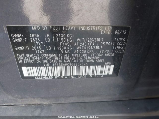 Photo 8 VIN: 4S4BSAHC9G3207675 - SUBARU OUTBACK 