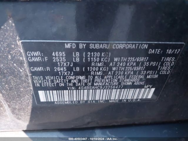 Photo 8 VIN: 4S4BSAHC9J3256477 - SUBARU OUTBACK 