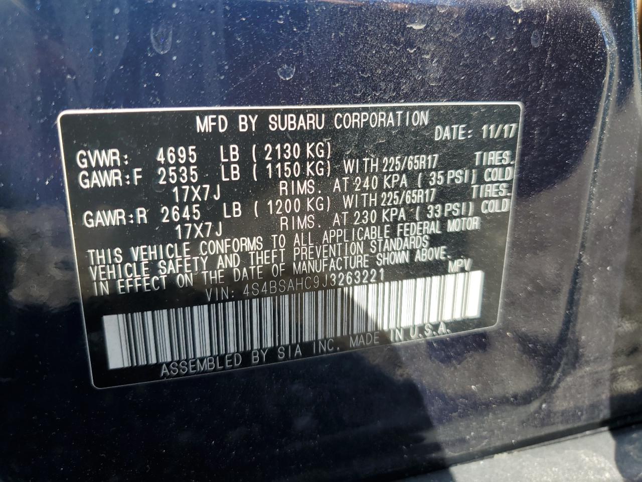 Photo 13 VIN: 4S4BSAHC9J3263221 - SUBARU OUTBACK 