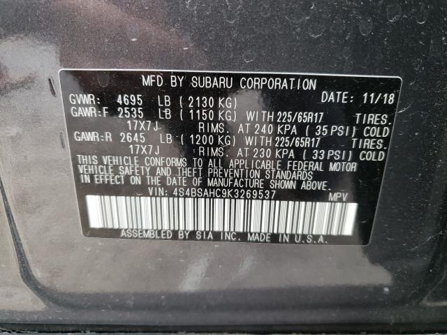 Photo 9 VIN: 4S4BSAHC9K3269537 - SUBARU OUTBACK 