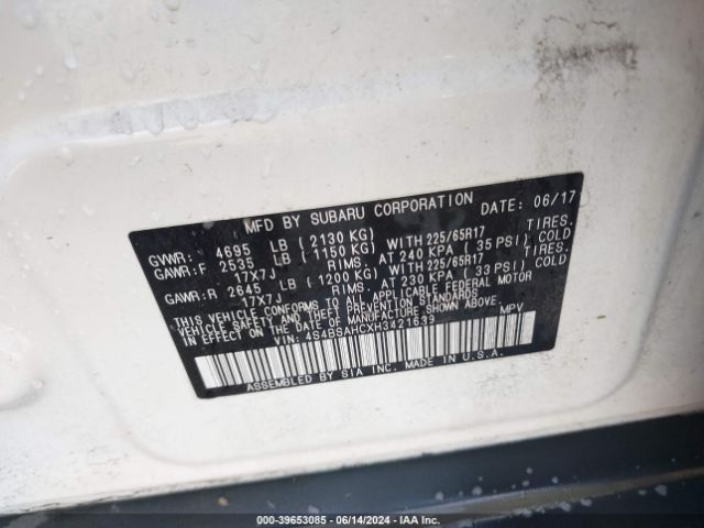 Photo 8 VIN: 4S4BSAHCXH3421639 - SUBARU OUTBACK 