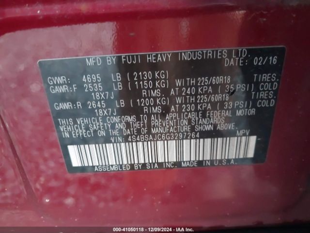 Photo 8 VIN: 4S4BSAJC6G3297264 - SUBARU OUTBACK 