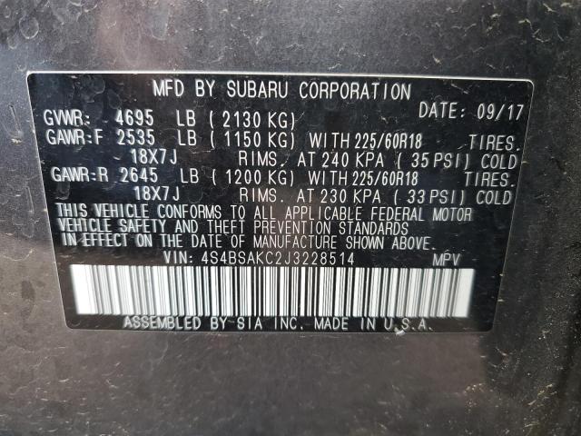 Photo 11 VIN: 4S4BSAKC2J3228514 - SUBARU OUTBACK 