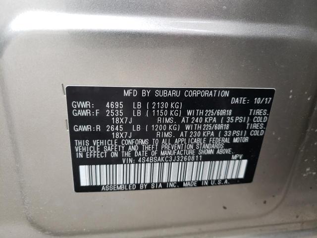 Photo 11 VIN: 4S4BSAKC3J3260811 - SUBARU OUTBACK 2. 