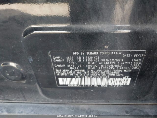 Photo 8 VIN: 4S4BSAKC6H3435501 - SUBARU OUTBACK 