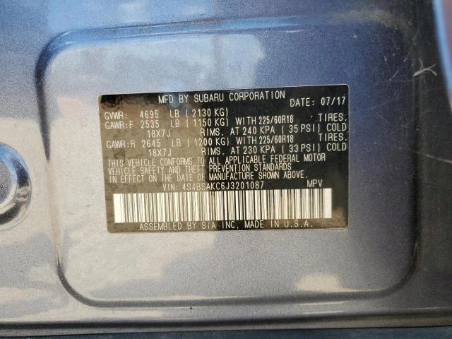 Photo 11 VIN: 4S4BSAKC6J3201087 - SUBARU OUTBACK 2. 