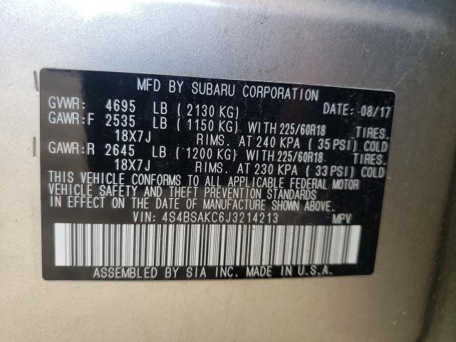 Photo 9 VIN: 4S4BSAKC6J3214213 - SUBARU OUTBACK 