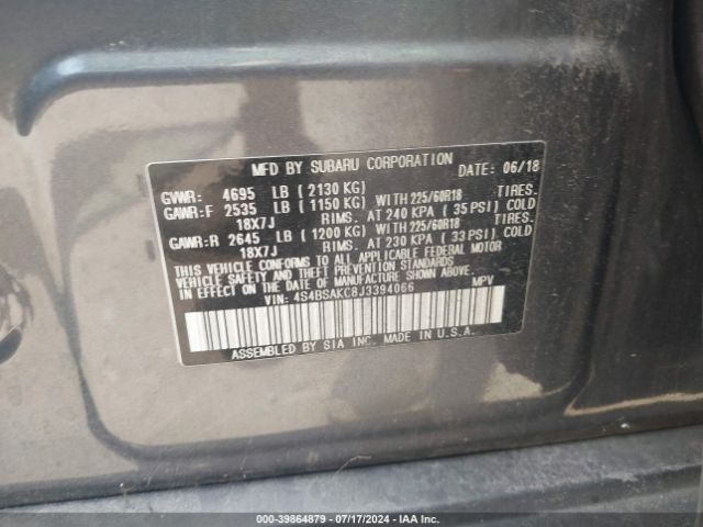 Photo 8 VIN: 4S4BSAKC8J3394066 - SUBARU OUTBACK 