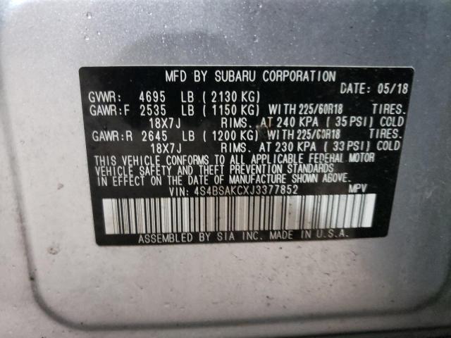 Photo 12 VIN: 4S4BSAKCXJ3377852 - SUBARU OUTBACK 