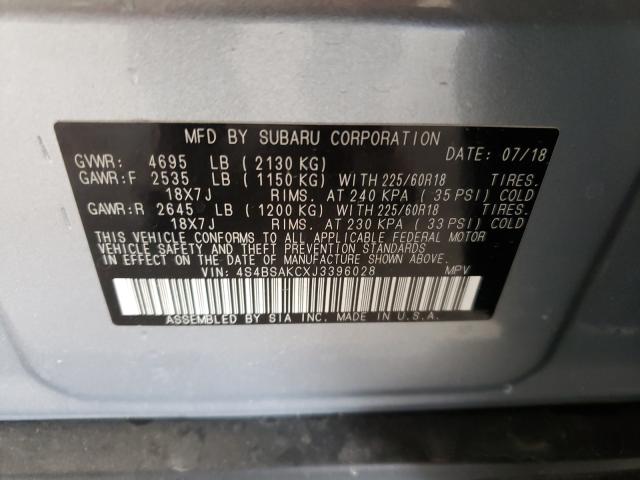 Photo 9 VIN: 4S4BSAKCXJ3396028 - SUBARU OUTBACK 