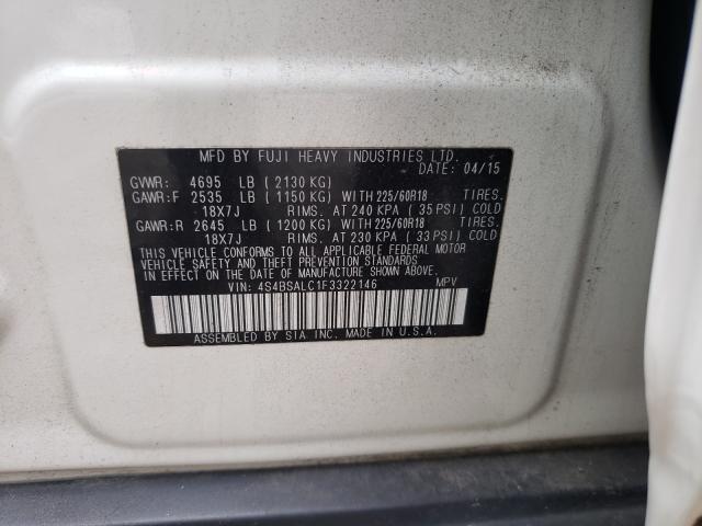 Photo 9 VIN: 4S4BSALC1F3322146 - SUBARU OUTBACK 2. 