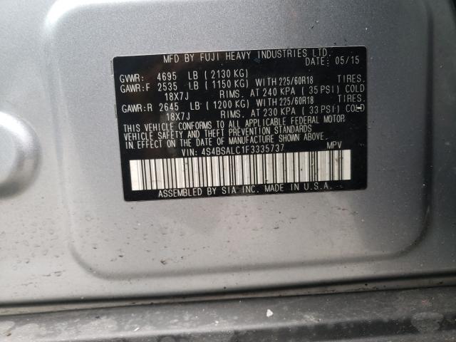 Photo 9 VIN: 4S4BSALC1F3335737 - SUBARU OUTBACK 