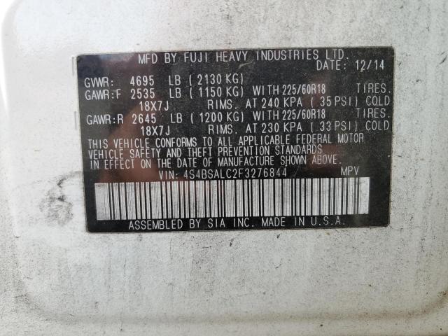 Photo 12 VIN: 4S4BSALC2F3276844 - SUBARU OUTBACK 