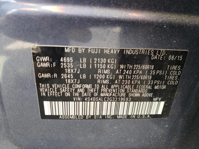 Photo 11 VIN: 4S4BSALC2G3219593 - SUBARU OUTBACK 