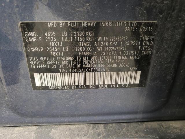 Photo 11 VIN: 4S4BSALC4F3307527 - SUBARU OUTBACK 2. 