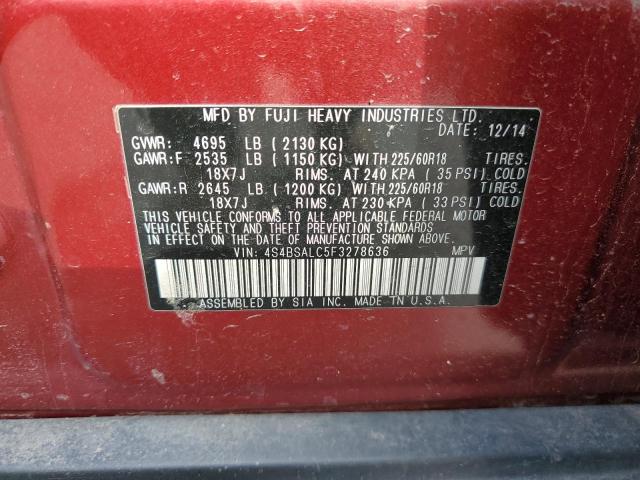 Photo 12 VIN: 4S4BSALC5F3278636 - SUBARU OUTBACK 2. 