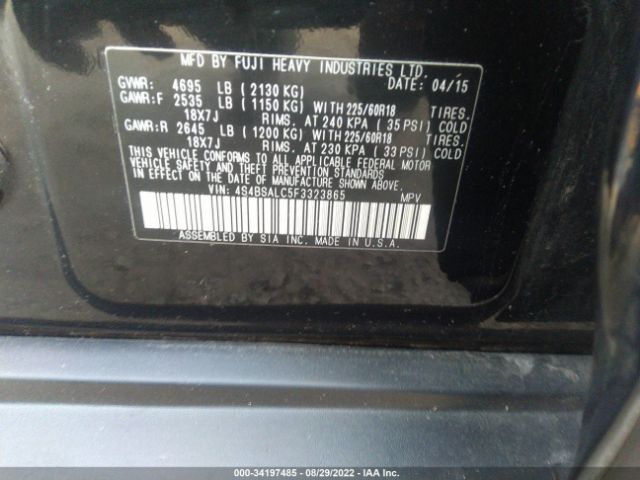 Photo 8 VIN: 4S4BSALC5F3323865 - SUBARU OUTBACK 