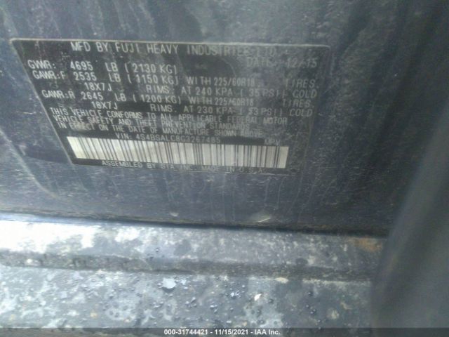 Photo 8 VIN: 4S4BSALC8G3267485 - SUBARU OUTBACK 