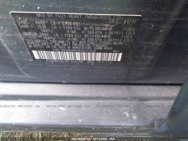 Photo 8 VIN: 4S4BSANC0H3337639 - SUBARU OUTBACK 