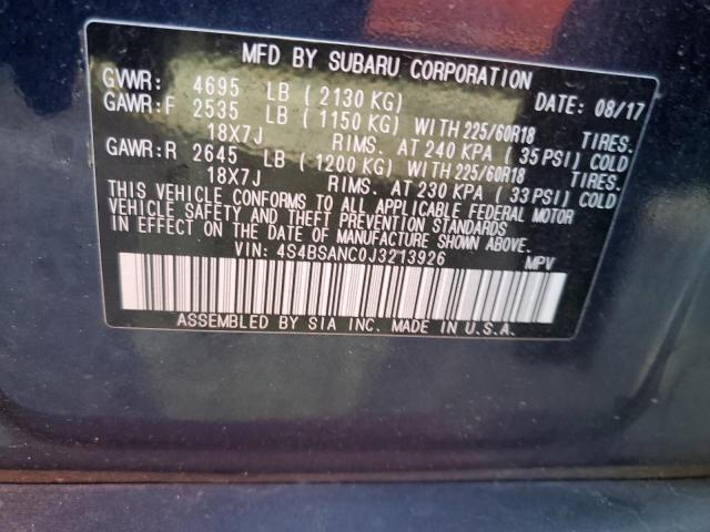 Photo 12 VIN: 4S4BSANC0J3213926 - SUBARU OUTBACK 