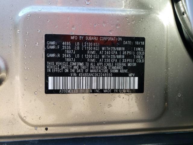 Photo 9 VIN: 4S4BSANC0K3248550 - SUBARU OUTBACK 