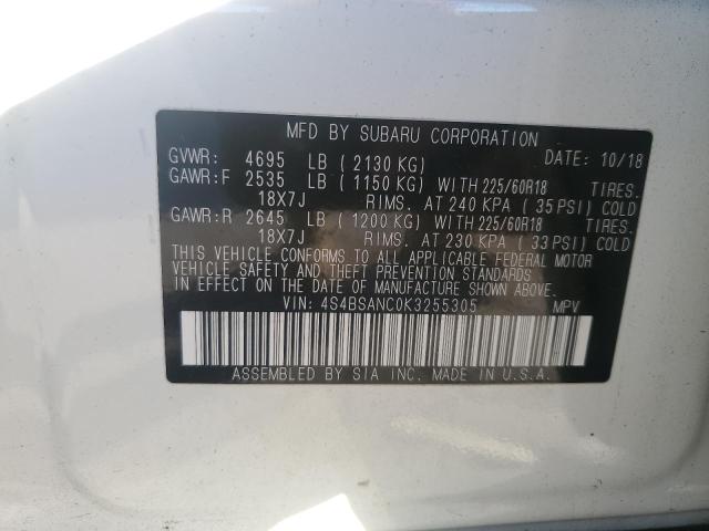 Photo 13 VIN: 4S4BSANC0K3255305 - SUBARU OUTBACK 2. 