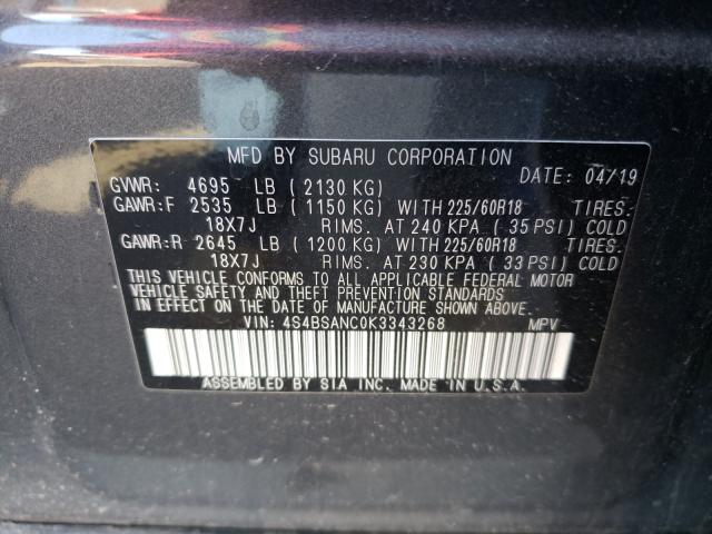 Photo 9 VIN: 4S4BSANC0K3343268 - SUBARU OUTBACK 2. 