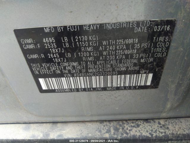 Photo 8 VIN: 4S4BSANC2G3320095 - SUBARU OUTBACK 