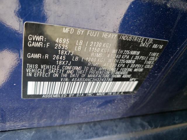 Photo 9 VIN: 4S4BSANC2H3243780 - SUBARU OUTBACK 2. 