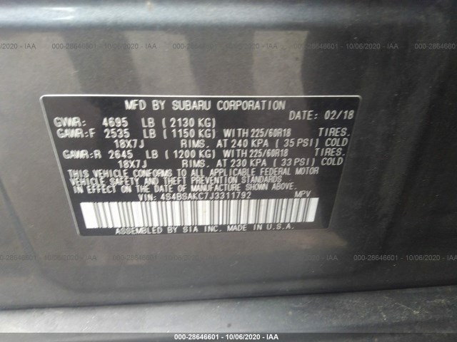 Photo 8 VIN: 4S4BSANC2H3297337 - SUBARU OUTBACK 