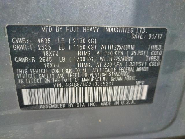 Photo 9 VIN: 4S4BSANC2H3335231 - SUBARU OUTBACK 2. 