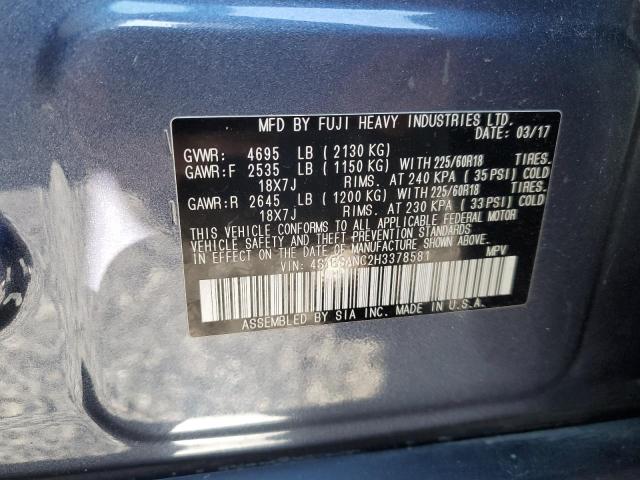 Photo 11 VIN: 4S4BSANC2H3378581 - SUBARU OUTBACK 