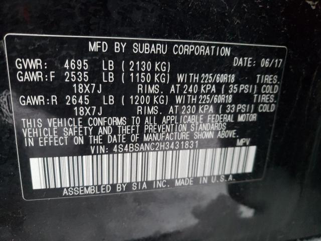 Photo 9 VIN: 4S4BSANC2H3431831 - SUBARU OUTBACK 2. 