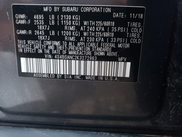 Photo 9 VIN: 4S4BSANC2K3272963 - SUBARU OUTBACK 2. 