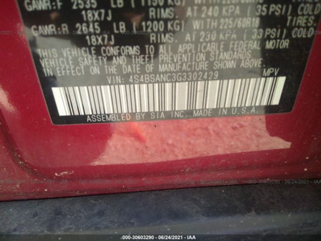 Photo 8 VIN: 4S4BSANC3G3302429 - SUBARU OUTBACK 