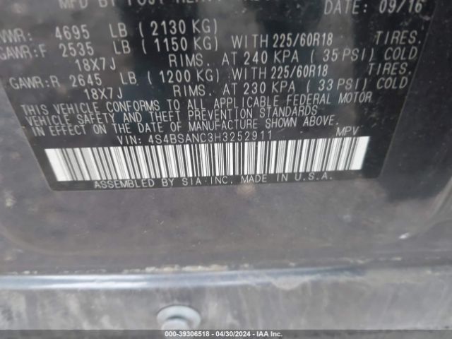 Photo 8 VIN: 4S4BSANC3H3252911 - SUBARU OUTBACK 