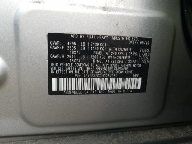 Photo 9 VIN: 4S4BSANC3H3257381 - SUBARU OUTBACK 2. 