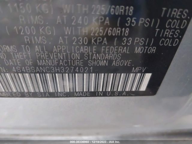 Photo 8 VIN: 4S4BSANC3H3274021 - SUBARU OUTBACK 