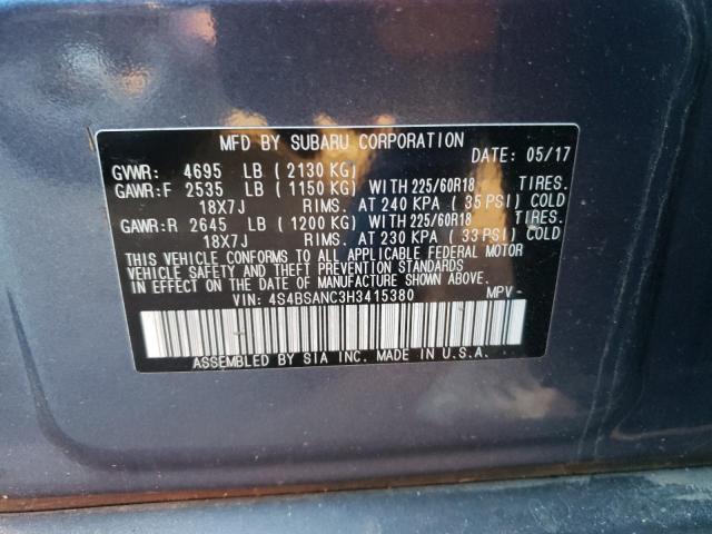 Photo 9 VIN: 4S4BSANC3H3415380 - SUBARU OUTBACK 2. 