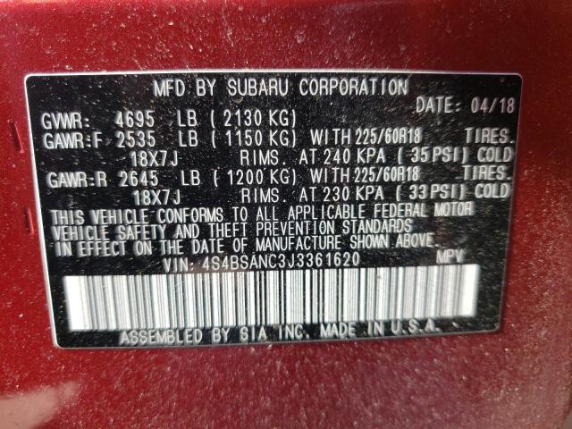 Photo 9 VIN: 4S4BSANC3J3361620 - SUBARU OUTBACK 2. 