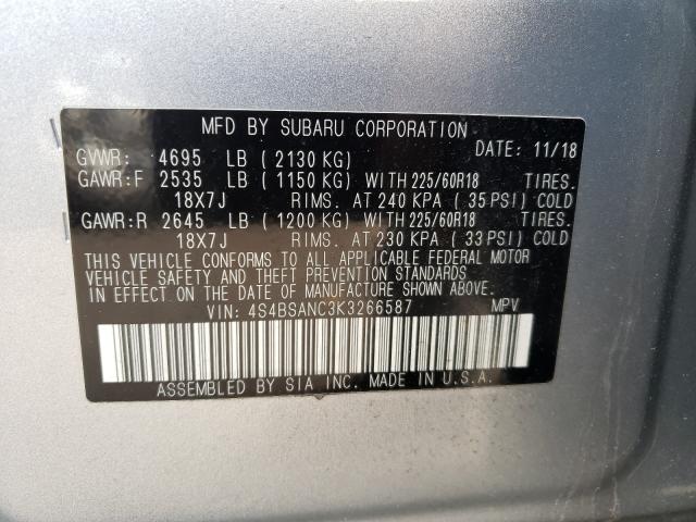 Photo 9 VIN: 4S4BSANC3K3266587 - SUBARU OUTBACK 2. 