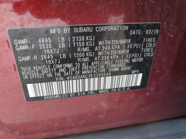 Photo 12 VIN: 4S4BSANC3K3309549 - SUBARU OUTBACK 2. 