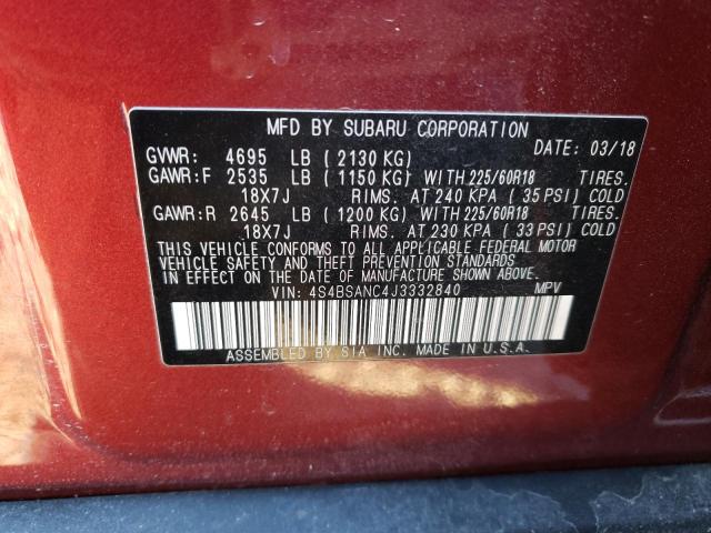 Photo 11 VIN: 4S4BSANC4J3332840 - SUBARU OUTBACK 