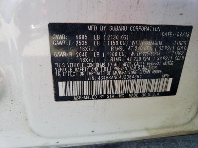 Photo 11 VIN: 4S4BSANC4J3364381 - SUBARU OUTBACK 