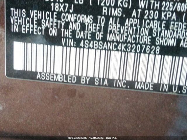 Photo 8 VIN: 4S4BSANC4K3207628 - SUBARU OUTBACK 