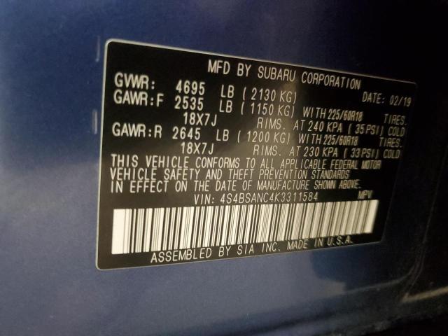 Photo 12 VIN: 4S4BSANC4K3311584 - SUBARU OUTBACK 